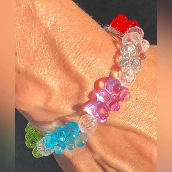 Rainbow Gummy Bear Beaded Kandi Bracelet - Picture 4 of 7
